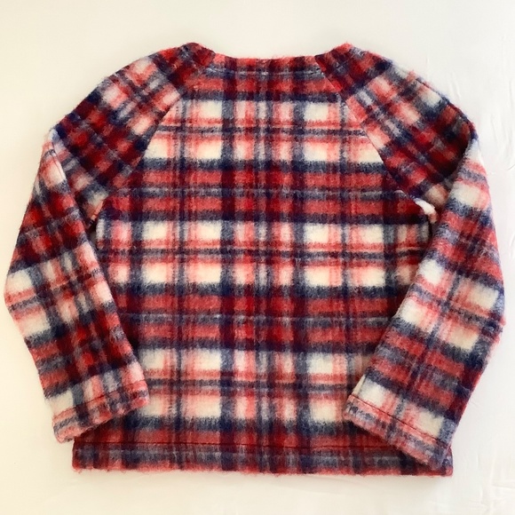 Madewell Nicolette Brushed Plaid Popover Top XS Wool Blend Pockets - Picture 5 of 13